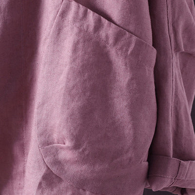 Buddha Stones Pure Color V-neck Women's Jacket With Pockets - image 14