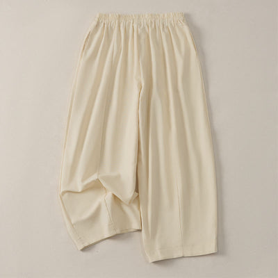 Buddha Stones Summer Casual Simple Drawstring Solid Cotton Linen Cropped Pants Women's Harem Pants With Pocket - image 2