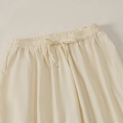 Buddha Stones Summer Casual Simple Drawstring Solid Cotton Linen Cropped Pants Women's Harem Pants With Pocket - image 1