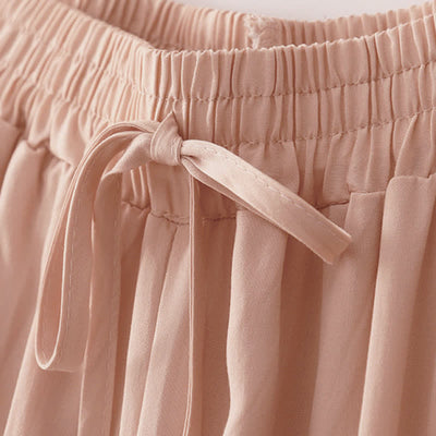 Buddha Stones Summer Casual Elegant Drawstring Solid Cropped Pants Women's Wide Leg Pants With Pockets - image 9
