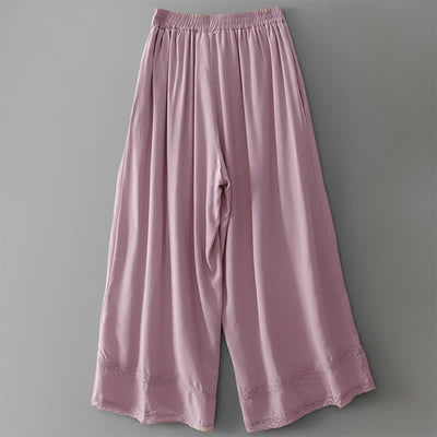 Buddha Stones Summer Casual Elegant Drawstring Solid Cropped Pants Women's Wide Leg Pants With Pockets - image 15