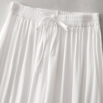 Buddha Stones Summer Casual Elegant Drawstring Solid Cropped Pants Women's Wide Leg Pants With Pockets - image 25