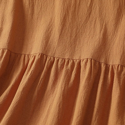 Buddha Stones Summer Casual Minimalist Solid Orange Crew Neck Women's Short Sleeve Dress - image 4