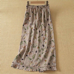 Buddha Stones Summer Casual Boho Floral Plant Women's Skirts With Pocket - Tan - US8-10, UK/AU12-14, EU40-42 (2XL) - image 0