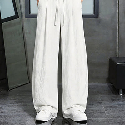 Buddha Stones Spring Summer Casual Drawstring Solid Long Pants Men's Straight Leg Pants With Pocket - image 15