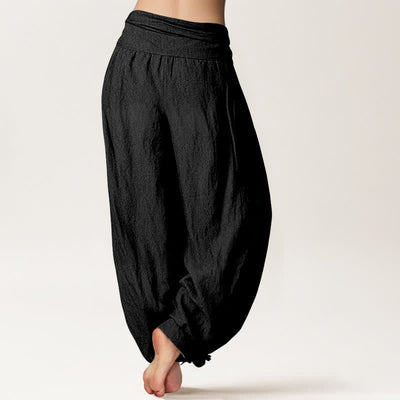 Buddha Stones Pure Cotton Sunflower Yin Yang Pattern Women's Elastic Waist Harem Pants - image 7