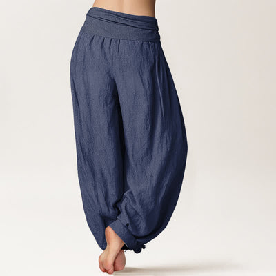 Buddha Stones Pure Cotton Sunflower Yin Yang Pattern Women's Elastic Waist Harem Pants - image 10