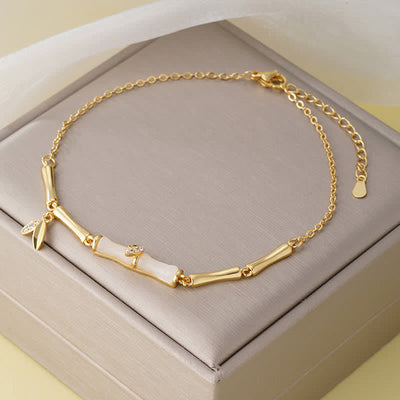 Buddha Stones Copper Bamboo Leaves Wealth Chain Anklet - image 1