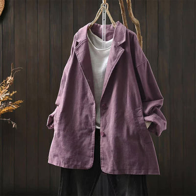 Buddha Stones Spring Fall Buttons Lapel Collar Long Sleeve Mid-length Women's Jacket With Pockets - PaleVioletRed - US4-8/10，UK/AU8-12/14，EU36-40/42 (F) - image 22