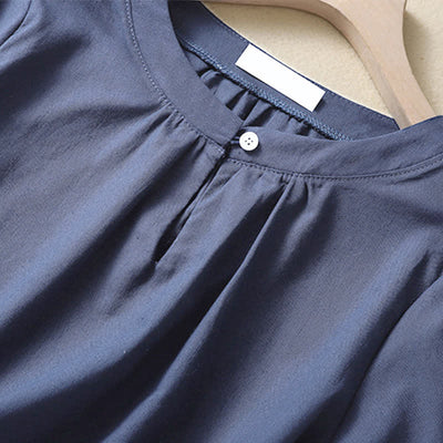 Buddha Stones Casual Women's Plain Crew Neck Button Design Half Sleeve Shirt - image 9