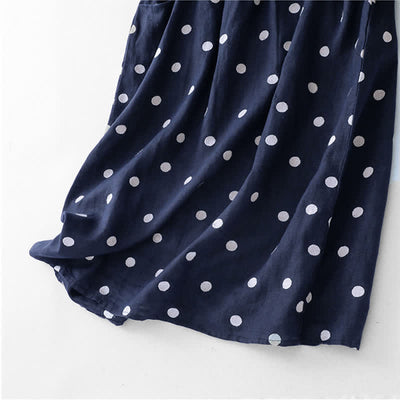 Buddha Stones Polka Dot V-Neck Lace-up Women's Midi Dress With Pockets - image 7