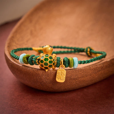 Buddha Stones Hand-Woven Red String Turtle Fu Character Endurance Bracelet - image 2