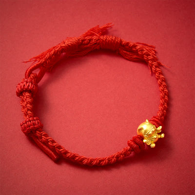 Buddha Stones Copper Lucky Cat Charm Red String Wealth Bracelet - image 9