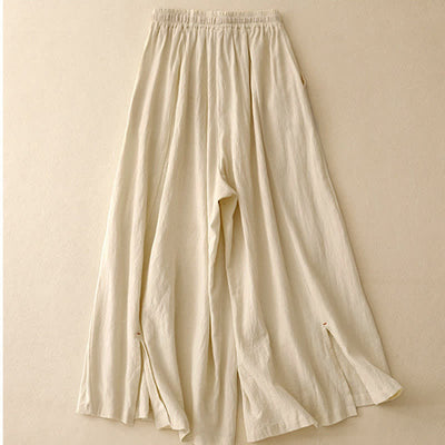 Buddha Stones Casual Simple Design Drawstring Split Women's Wide Leg Pants With Pockets - image 6