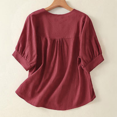 Buddha Stones Plain Crew Neck Design Women's Loose Short Sleeves T-Shirt - image 13