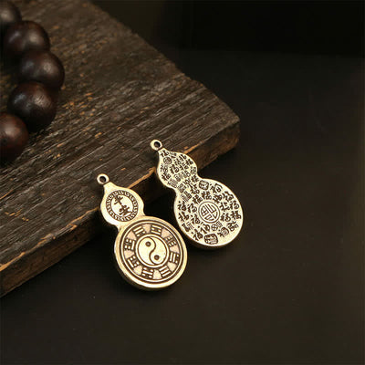 Buddha Stones Brass Bagua Gourd Pi Xiu Five Emperor Coins Pendant Protection Amulet Keychains - image 14