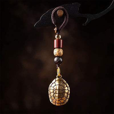 Buddha Stones Brass Turtle Pi Xiu Five Emperor Coins Protection Keychains - Turtle - image 0