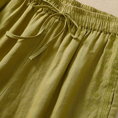Buddha Stones Casual Floral Embroidery Pattern Drawstring Women's Shorts With Pockets - image 17
