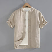 Foviel Vintage Plain Tang Suit Chinese Frog-Button Men's Shirt With Pockets