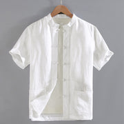 Foviel Vintage Plain Tang Suit Chinese Frog-Button Men's Shirt With Pockets