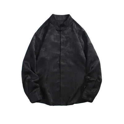 Buddha Stones Fall Elegant Tang Style Mandarin Collar Floral Men's Long Sleeve Shirts - image 9