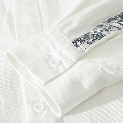 Buddha Stones Fall Casual Vintage Button-Up Paisley Cotton Men's Long Sleeve Shirts With Patch Pocket - image 15