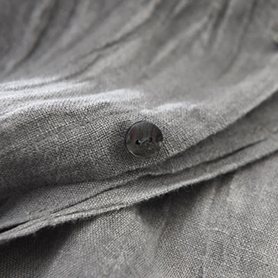 Buddha Stones Spring Casual Button-Up Solid Linen Men's Long Sleeve Shirts - image 9