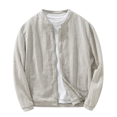Buddha Stones Spring Summer Casual Minimalist Mandarin Collar Zipper Design Solid Men's Jacket With Pockets - image 2