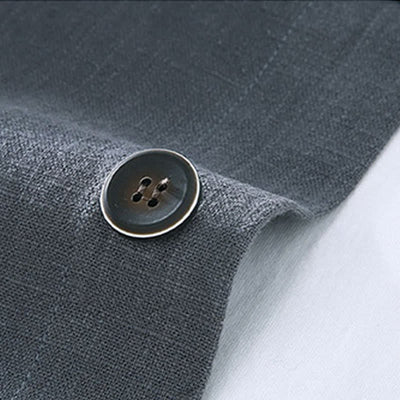 Buddha Stones Fall Casual Minimalist Solid Buttons Ramie Men's Jacket With Pockets - image 9