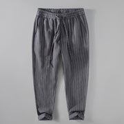 Foviel Spring Summer Casual Drawstring Striped Cropped Pants Men's Tapered Pants With Pockets