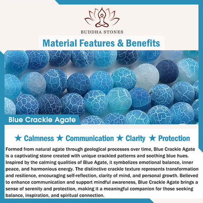 Buddha Stones Blue Crackle Agate Turtle Calm Beaded Bracelet - image 5