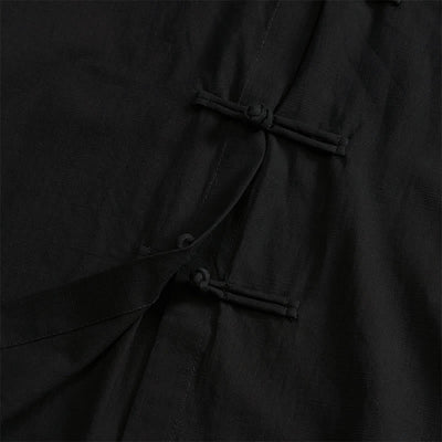 Buddha Stones Summer Casual Tang Style Frog Button Solid Men's Short Sleeve Shirts With Patch Pockets - image 22