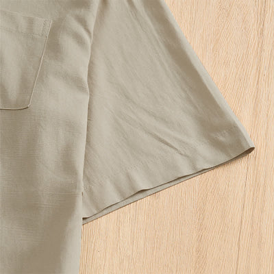 Buddha Stones Summer Casual Tang Style Frog Button Solid Men's Short Sleeve Shirts With Patch Pockets - image 30