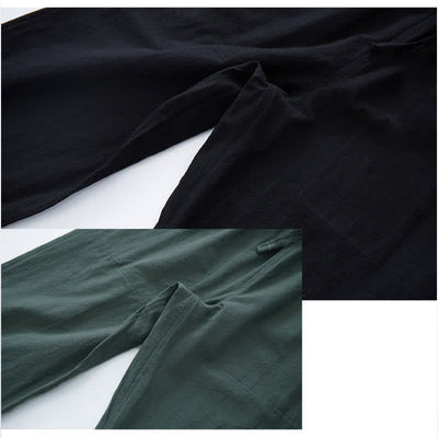 Buddha Stones Men's Solid Color Cotton Casual Drawstring Pants With Pockets - image 6