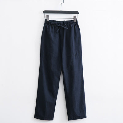 Buddha Stones Men's Solid Color Cotton Casual Drawstring Pants With Pockets - MidnightBlue - US/UK/AU44，EU54 (4XL)  - image 11