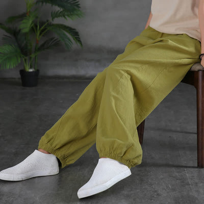 Buddha Stones Plain Color Ramie Linen Cotton Women's Pants With Pockets - image 23