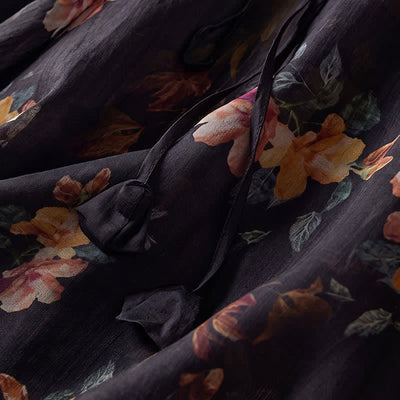 Buddha Stones Spring Summer Boho Drawstring Floral Women's Long Sleeve Shirts - image 9