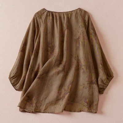 Buddha Stones Spring Summer Boho Drawstring Floral Women's Long Sleeve Shirts - image 14