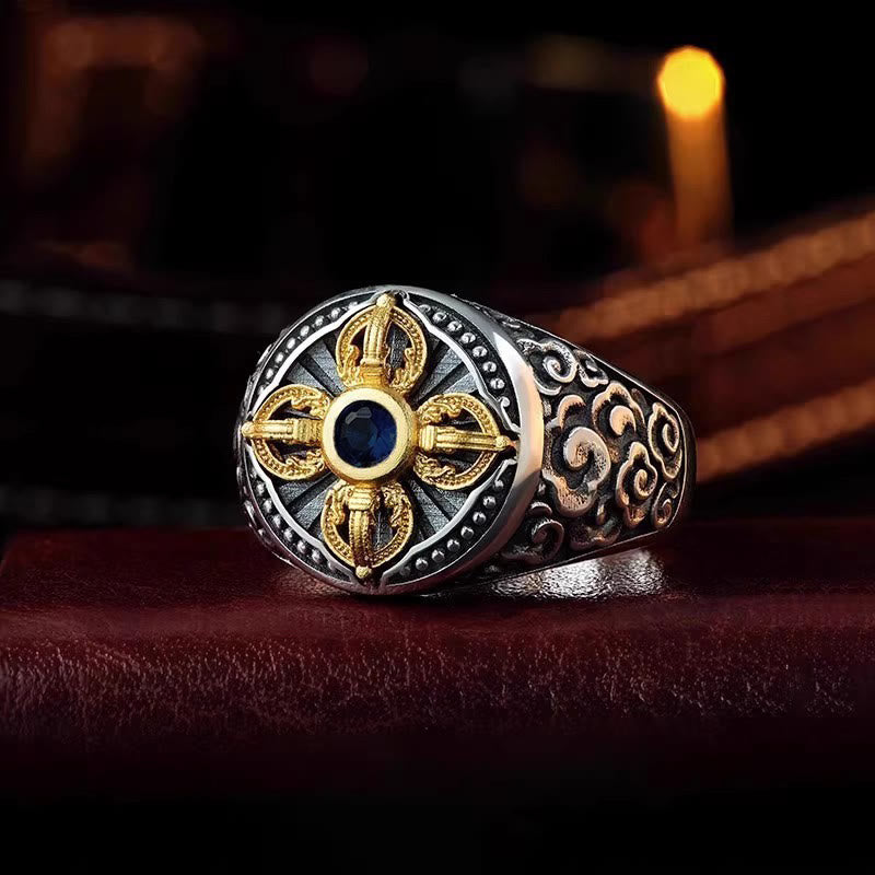 FREE Today: Spiritual Power Tibetan Cross Design Vajra Auspicious Clouds Copper Adjustable Ring - Copper - Adjustable - image 0