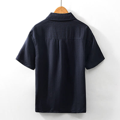 Buddha Stones Summer Casual Minimalist Quarter Zip Solid Men's Short Sleeve Shirts - image 16