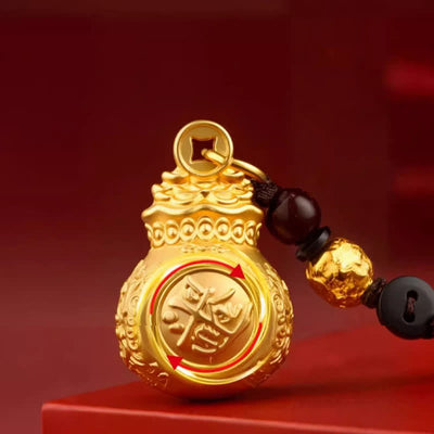 Buddha Stones "Make A Fortune Every Day" Golden Tone Copper Chinese Zodiac Fortune Money Bag Coins Keychains - image 11