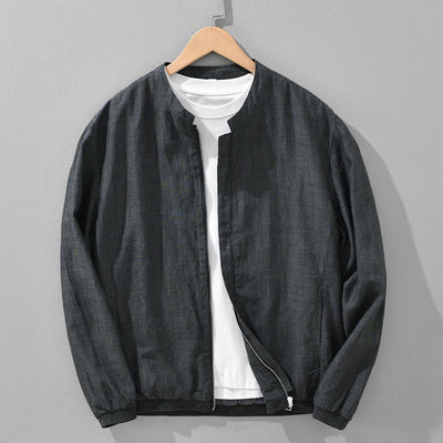 Buddha Stones Spring Summer Casual Minimalist Mandarin Collar Zipper Design Solid Men's Jacket With Pockets - DimGray - US/UK/AU42，EU52 (3XL) - image 12