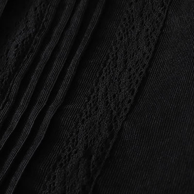 Buddha Stones Spring Fall Tang Style Vintage Button-Up Pleated Trim Solid Women's Long Sleeve Dress With Pocket - image 17