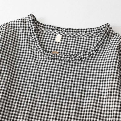 Buddha Stones Spring Fall Casual Vintage Tiered Plaid Women's Long Sleeve Dress With Pocket - image 3
