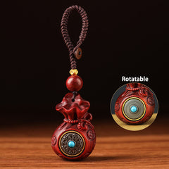 Buddha Stones Red Sandalwood Money Bag Om Mani Padme Hum Wisdom Fortune Keychains - Simple Money Bag - image 0