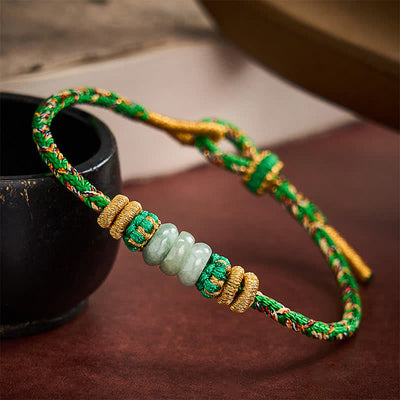 Buddha Stones Hand-Woven Luck Abacus Jade Beads String Bracelet - image 1