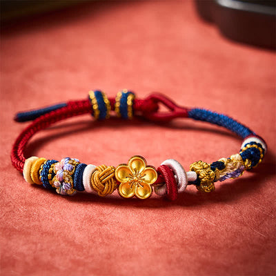 Buddha Stones Hand-Woven Peach Blossom Strength Red Navy String Bracelet - Red Navy(Wrist Circumference: 5.9-7.1 in / 15-18cm) - image 0
