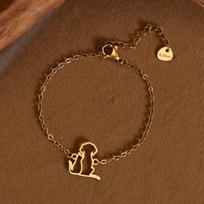 Buddha Stones Titanium Steel Minimalist Dog Cat Pendant Protection Chain Bracelet - Gold (Wrist Circumference: 14-17cm) - image 0