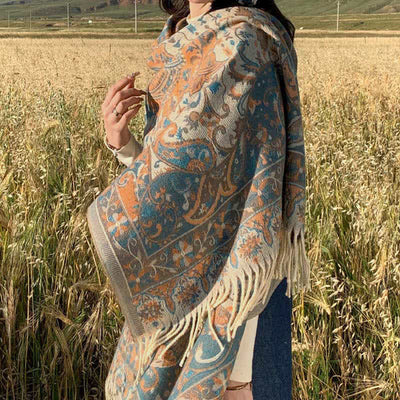 Buddha Stones Tibetan Flower Branch Tassel Shawl Cozy Travel Scarf Wrap - image 8