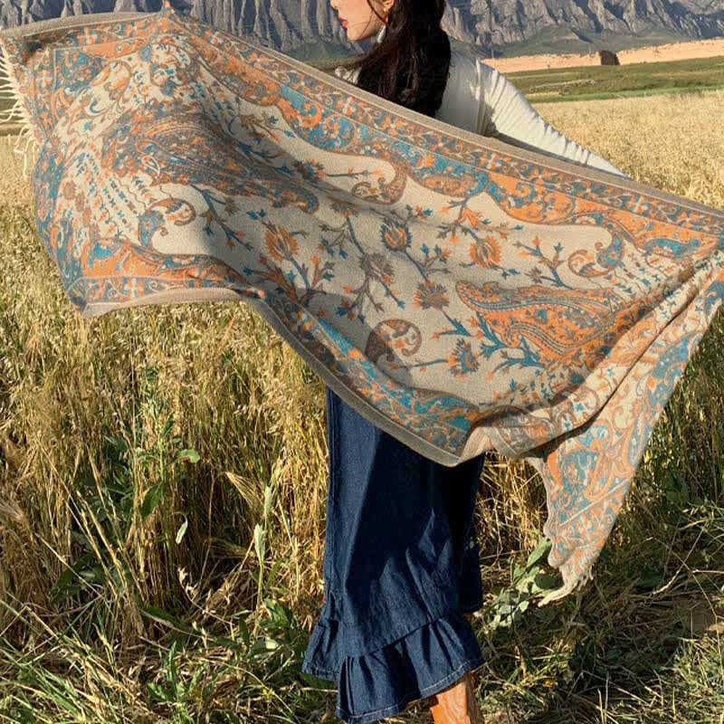 Buddha Stones Tibetan Flower Branch Tassel Shawl Cozy Travel Scarf Wrap - image 2